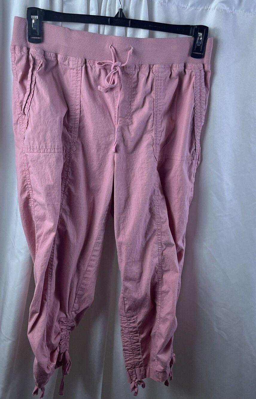 Palm Rio Women’s Pull on Cotton Capri Pants Pink Size M Casual Y2K Cozy
